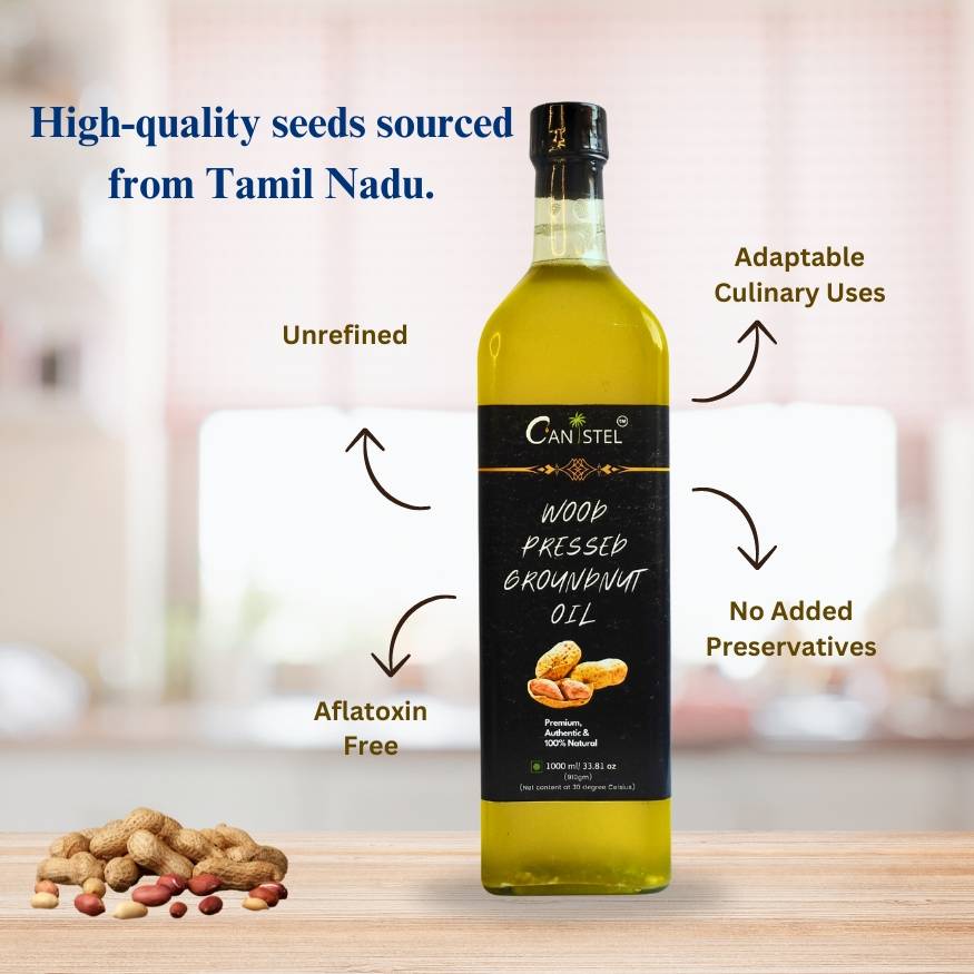 Image of Combo of Wood Pressed Yellow Mustard and Groundnut Oil – 1 Litre - canistelindia