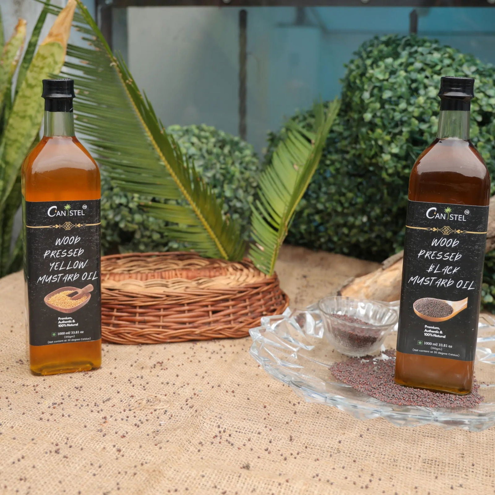 Wood Pressed Black Mustard Oil (1 Litre | Glass Bottle) | Natural - canistelindia