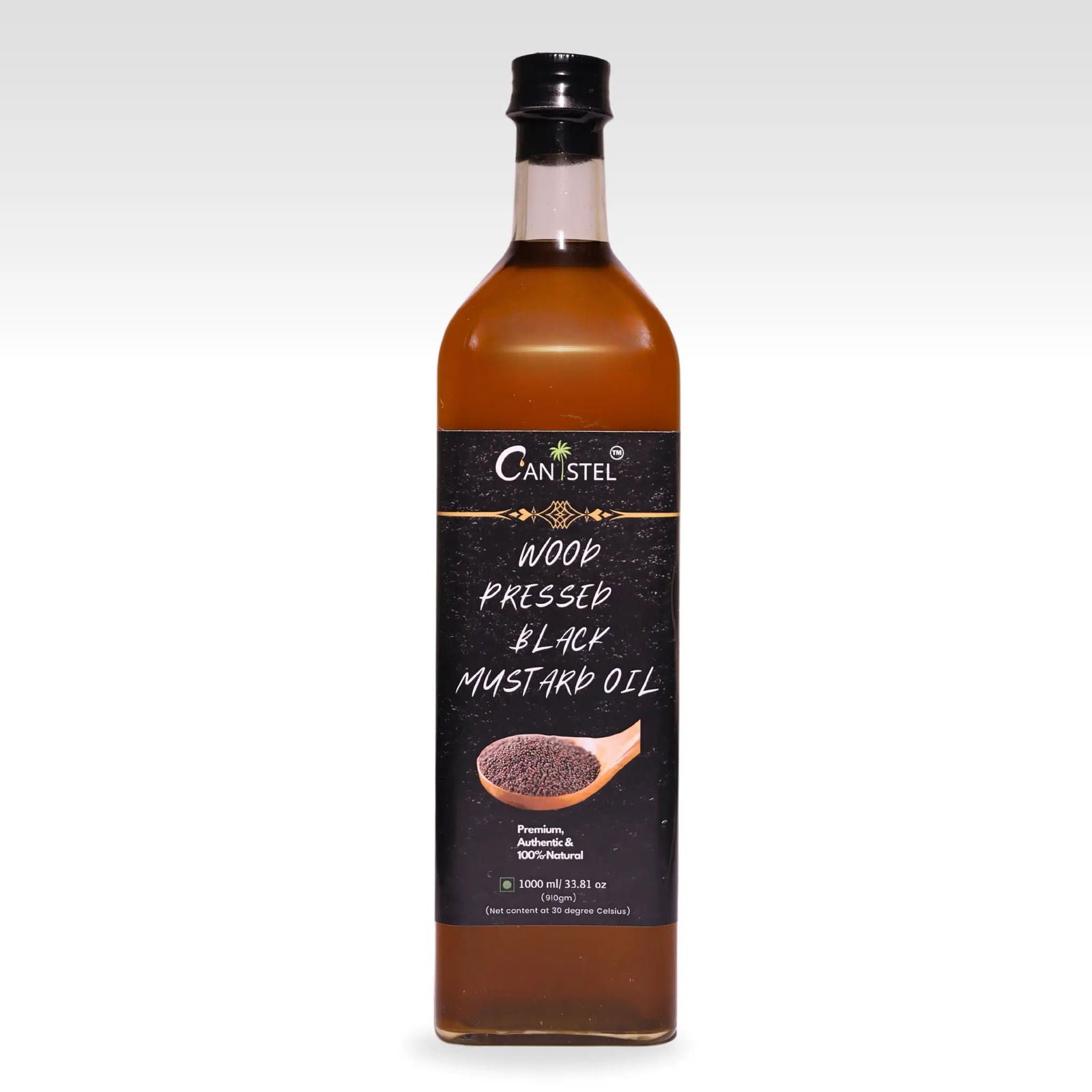 Wood Pressed Black Mustard Oil (1 Litre | Glass Bottle) | Natural - canistelindia