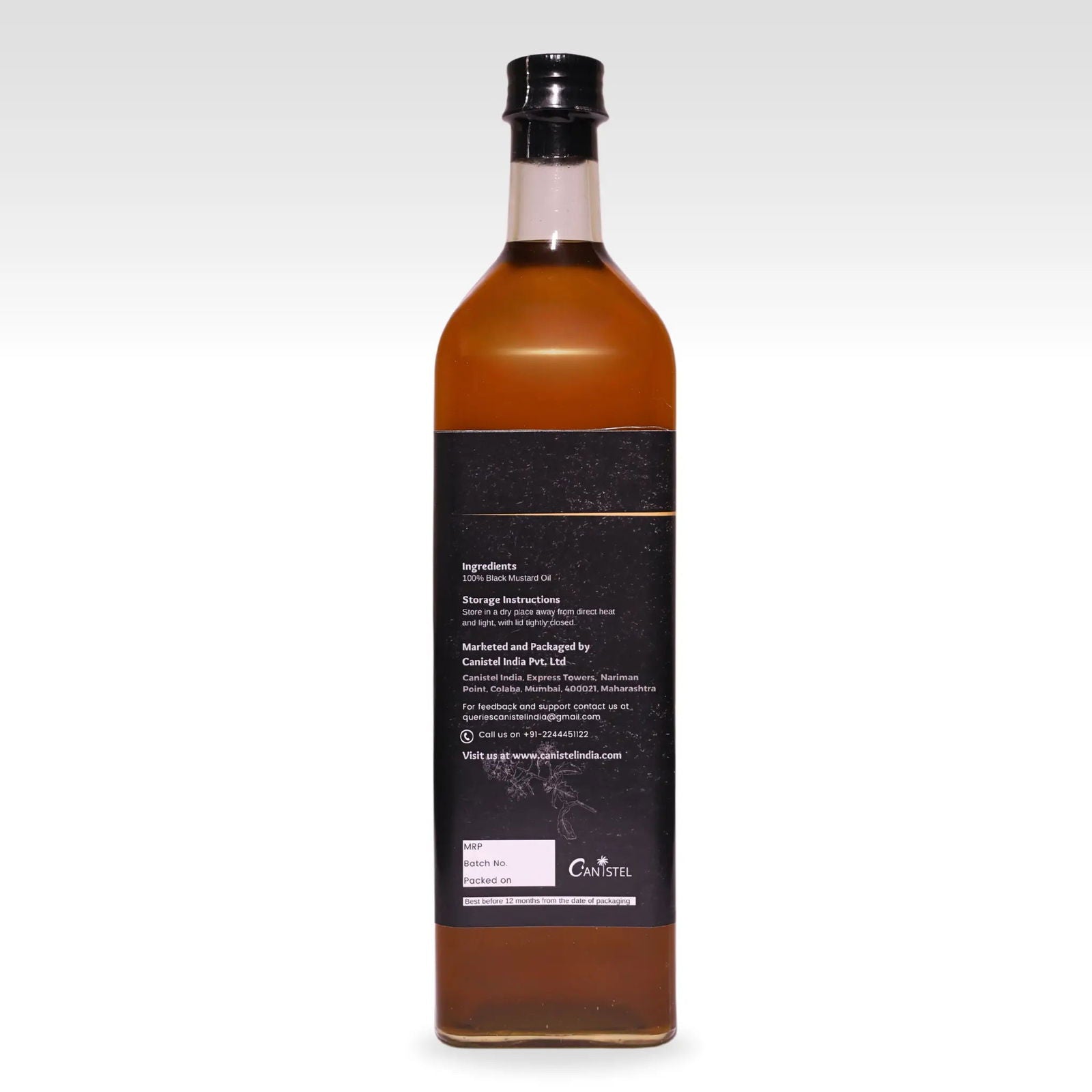 Wood Pressed Black Mustard Oil (1 Litre | Glass Bottle) | Natural - canistelindia