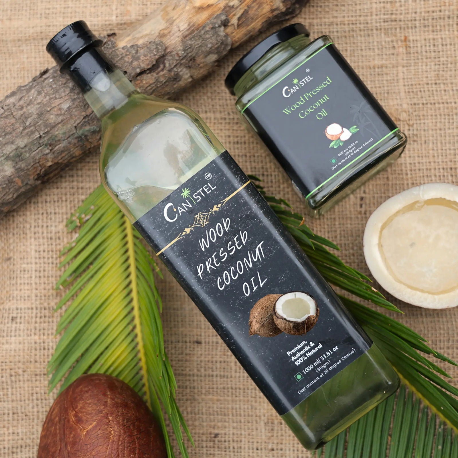 Image of Wood Pressed Coconut Oil (1Litre Glass Bottle) | Natural Coconut Oil - canistelindia