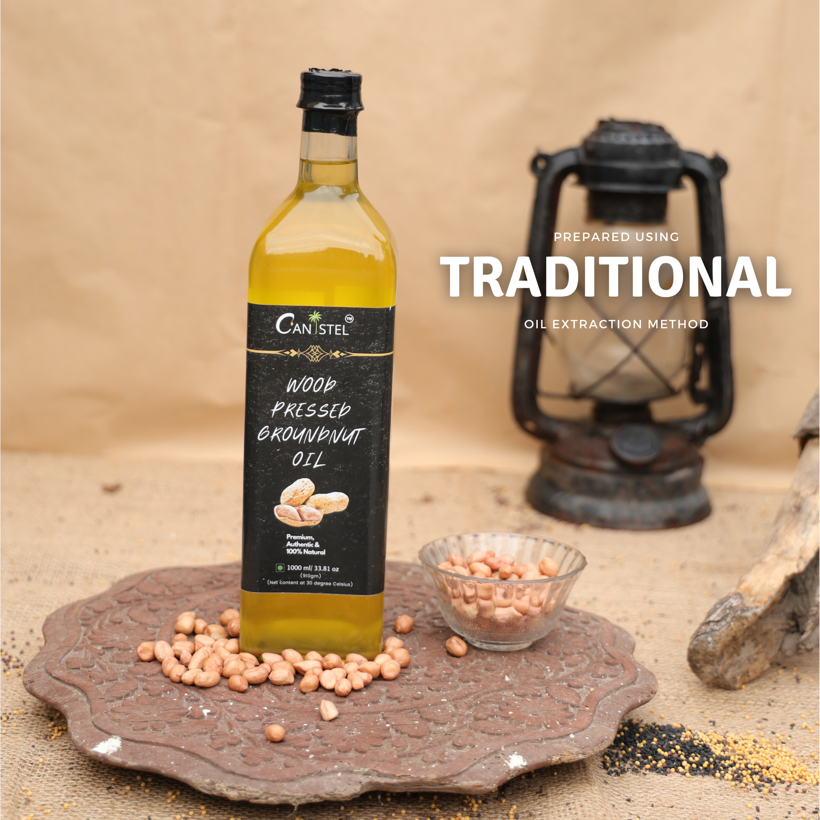 Image of Wood Pressed Groundnut Peanuts Oil 1 Litre | Natural | Chemical-Free - canistelindia
