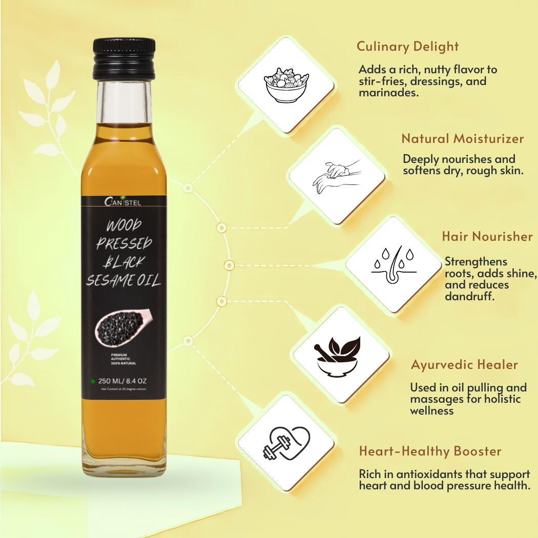 Image of Wood Pressed Black Sesame Oil | Gingelly Oil | 250 ml Pack