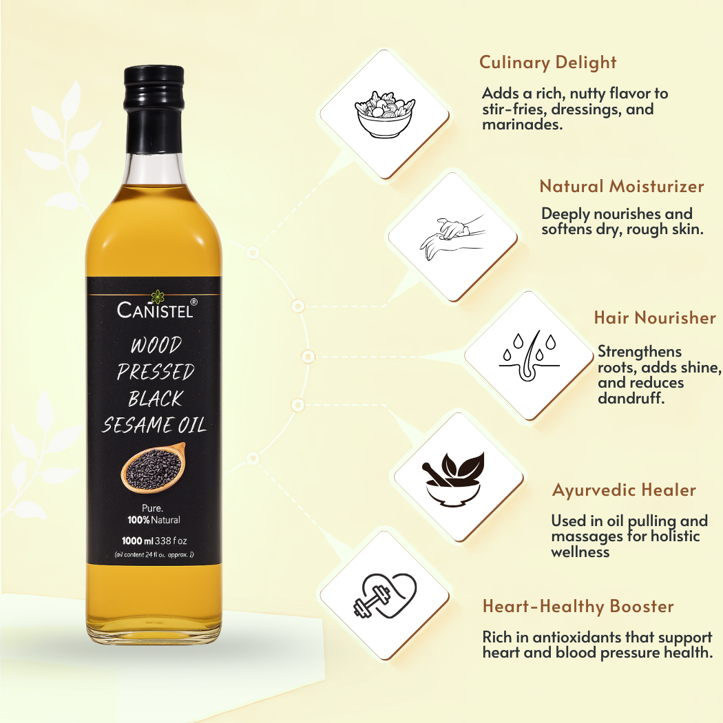Wood Pressed Black Sesame Oil | Gingelly Oil | Natural | 1 L