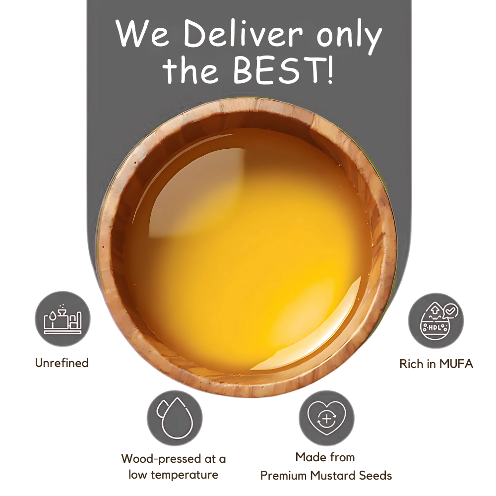 Wood Pressed Black Mustard Oil (1 Litre) | Natural | Traditionally Pressed Oil