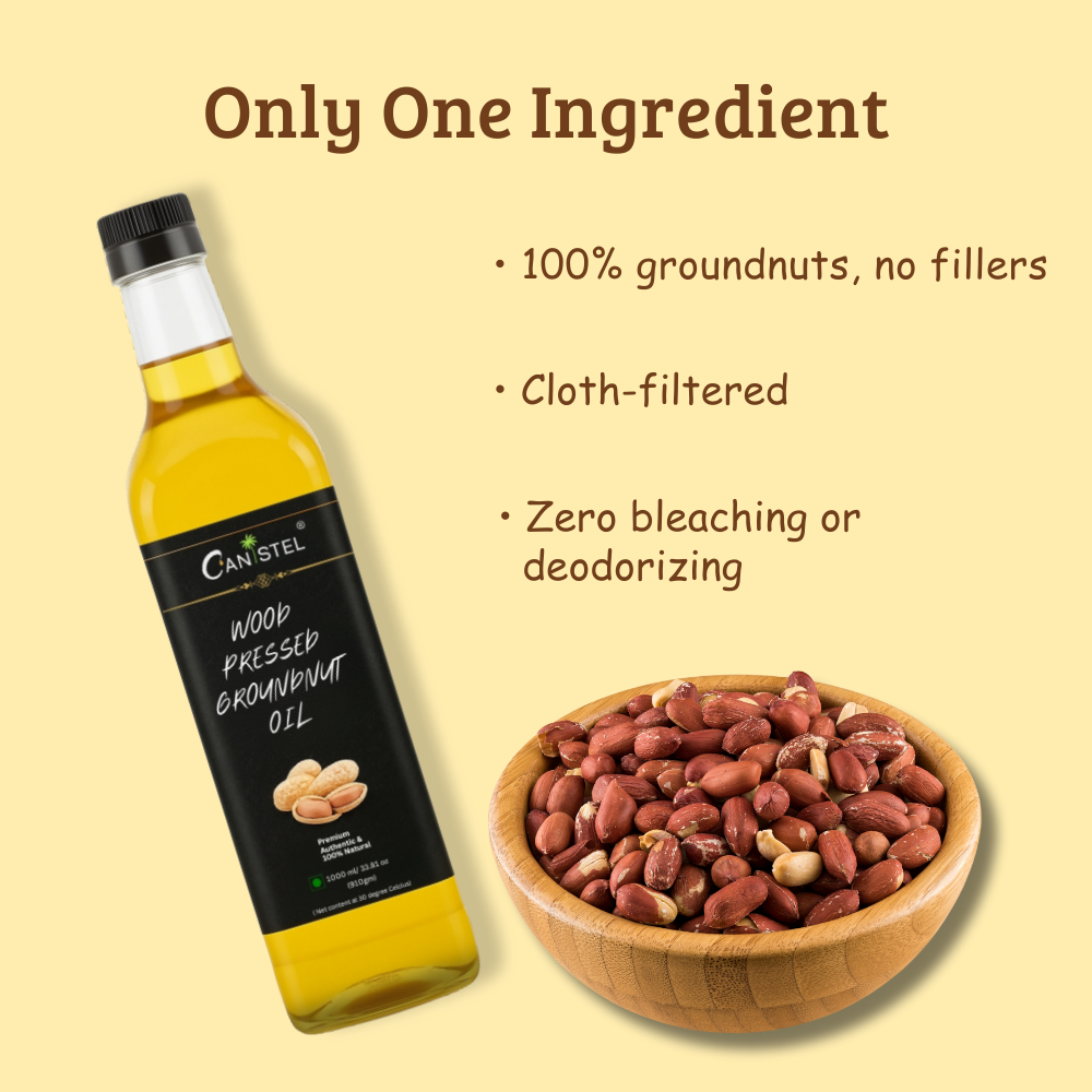 Wood Pressed Groundnut Peanuts Oil 1 Litre | Natural | Chemical-Free