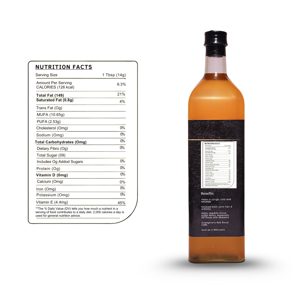 Image of Wood Pressed Yellow Mustard Oil – (1 L Pack) | 100% Natural | Naturally Pressed