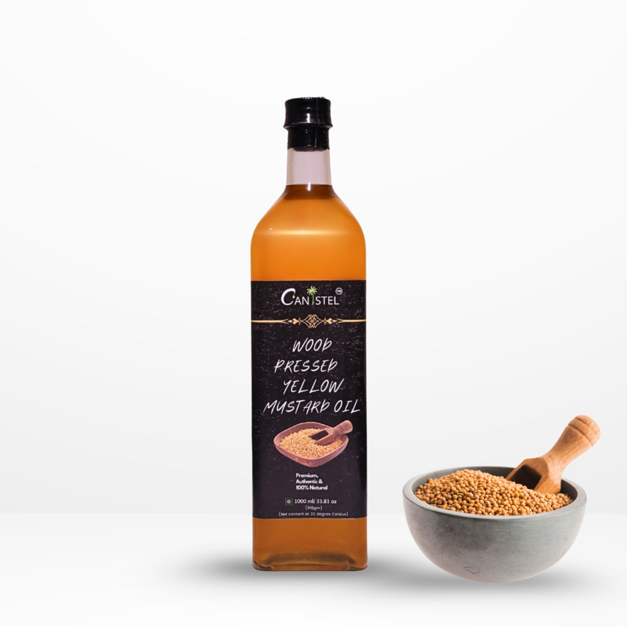 Image of Wood Pressed Yellow Mustard Oil – (1 L Pack) | 100% Natural | Naturally Pressed
