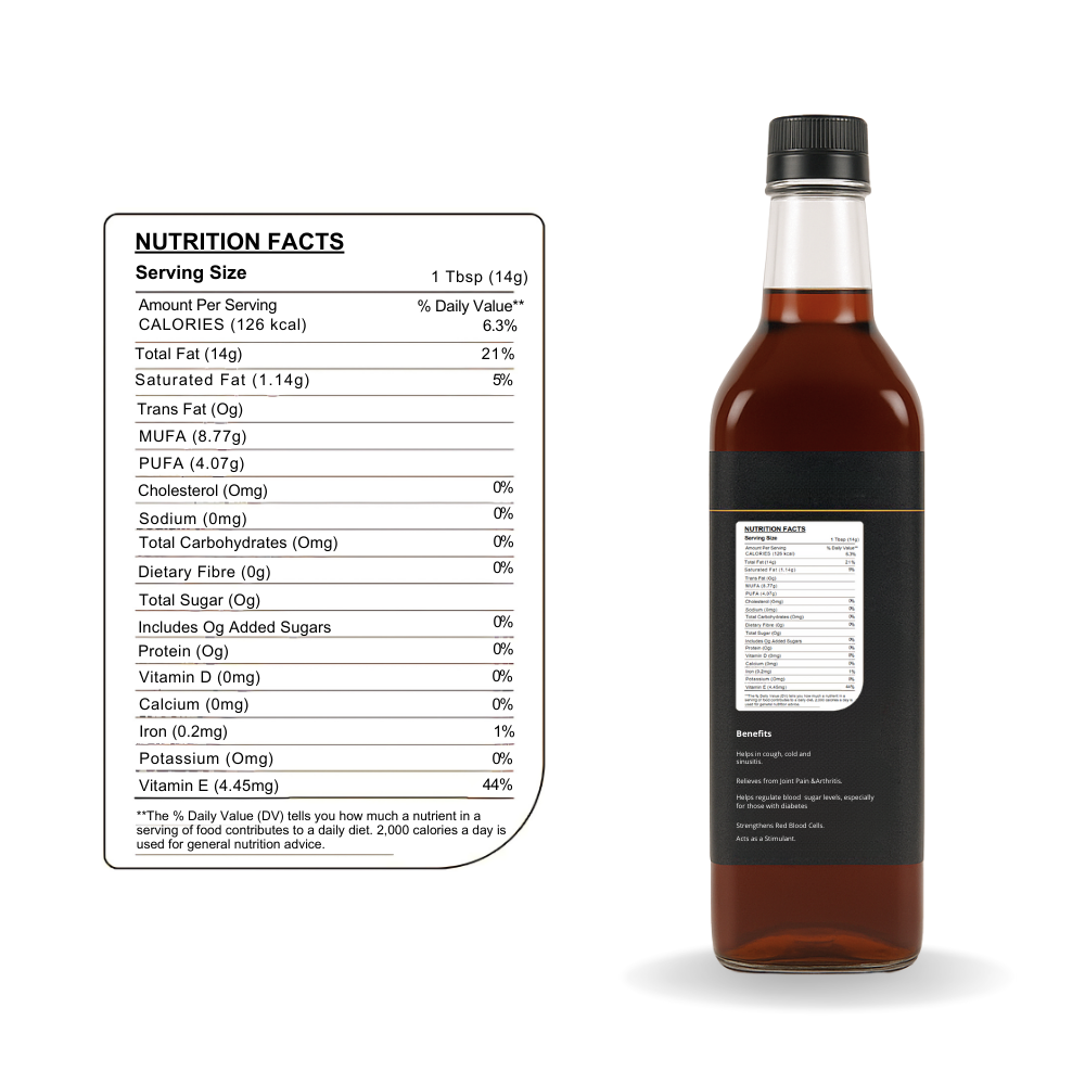 Wood Pressed Black Mustard Oil (1 Litre) | Natural | Plastic Bottle