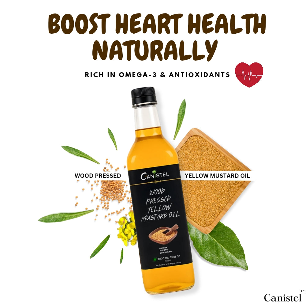 Image of Wood Pressed Yellow Mustard Oil – (1 L Pack) | 100% Natural | Naturally Pressed